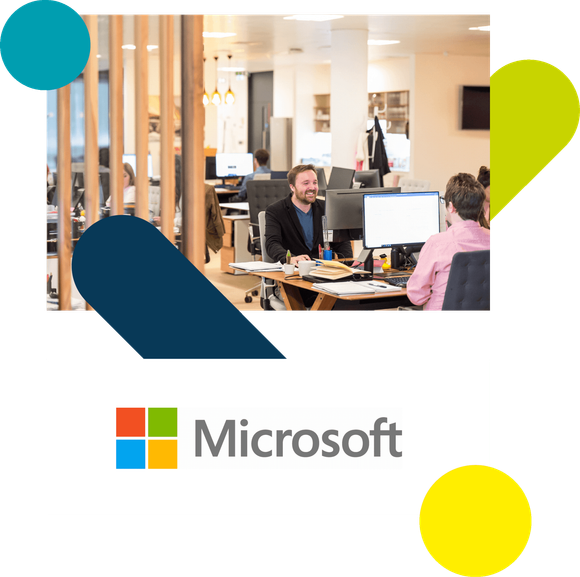 Microsoft Logo With Cooperate Office Stock Image