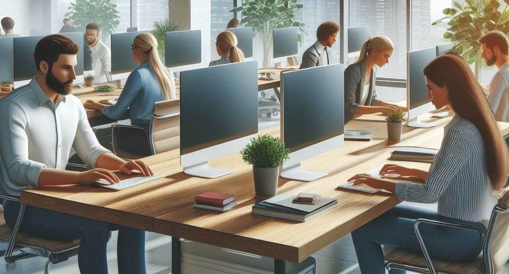 A man repairing a computer or tuning it up