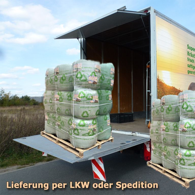 Bundesweite Lieferung auf Paletten ist auch möglich (bis zu 18 Ballen auf einer Palette).