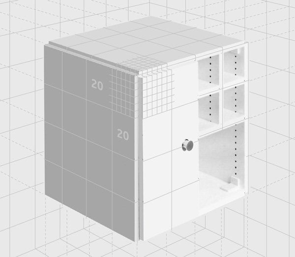 Rasterzeichnung eines ip20-Möbels