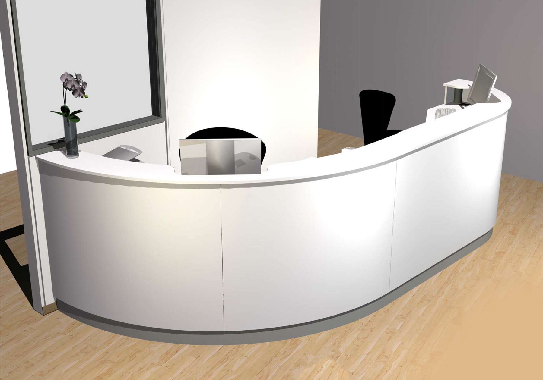 eine 3D-Planung von ip20 Praxiseinrichtung nach Maß.