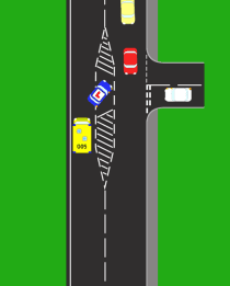 Incorrectly Positioned blocking following traffic incorrect position in filter lane