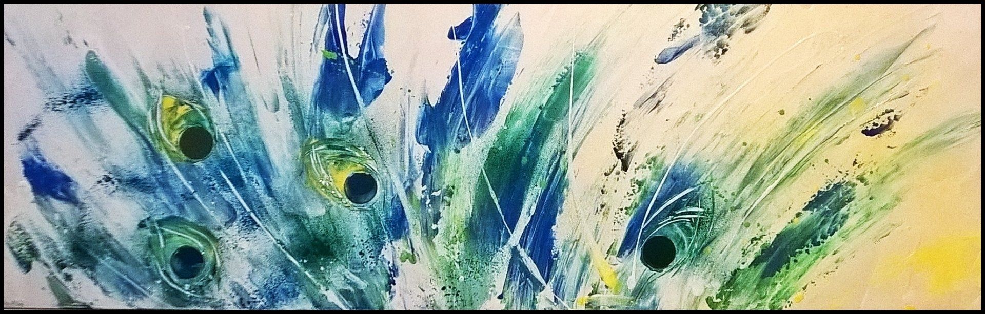 Chant d'étoiles - EVEIL SPIRITUEL I Acrylique liquide sur toile et métal Format : 40 x 120 cm Date de création : Novembre 2019