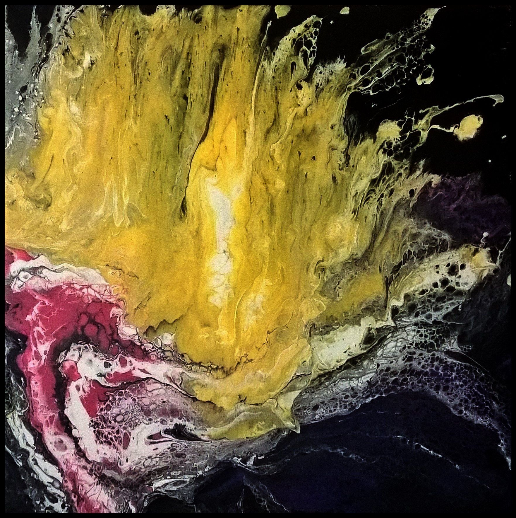 Chant d'étoiles - VERSATILES Acrylique liquide sur toile Format : 40 x 40 cm Date de réalisation : Novembre 2019 Tarif : 240 €