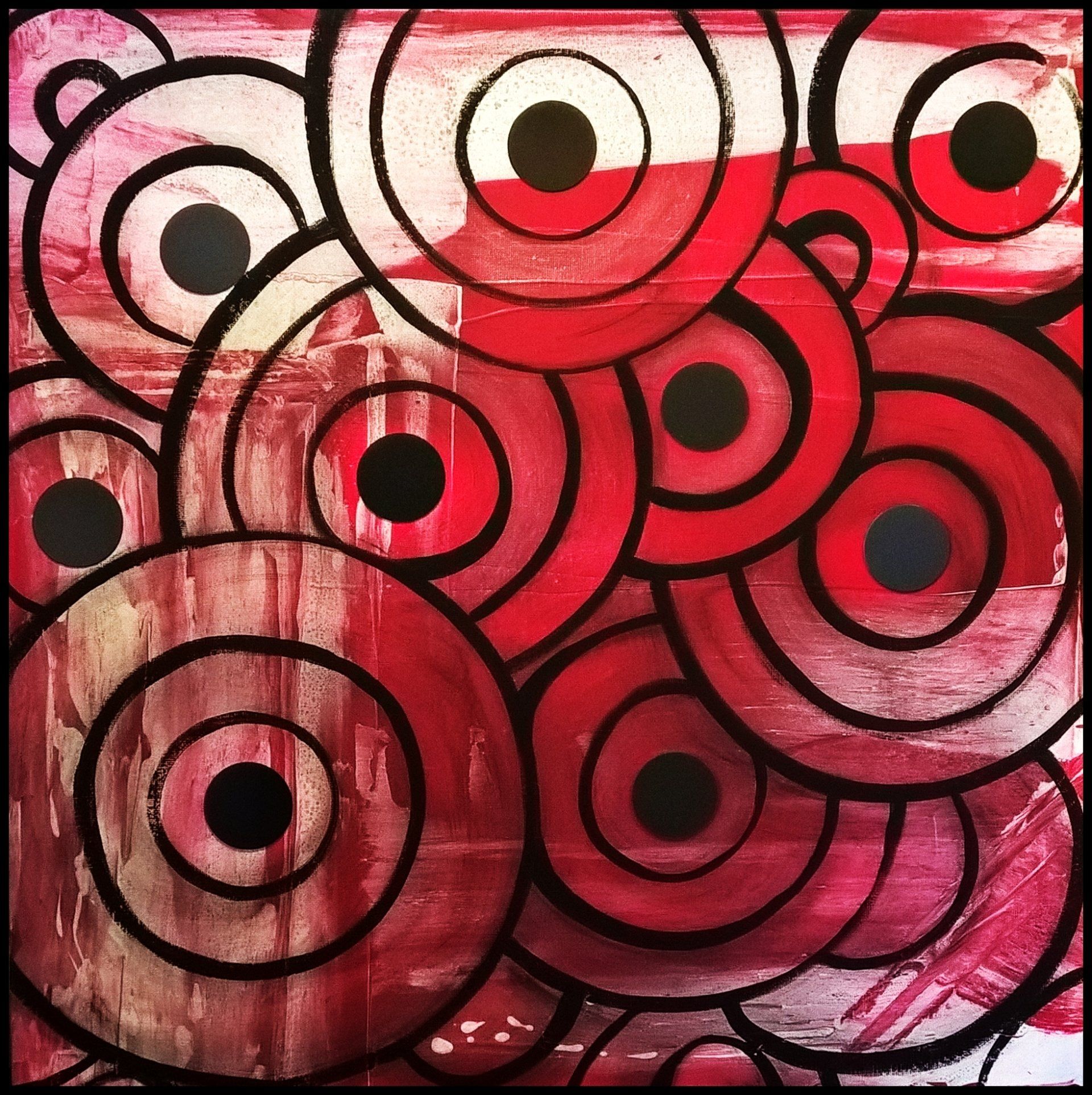 Chant d'étoiles - VINYLES Acrylique liquide sur toile et métal Format : 50 x 50 cm Date de création : Novembre 2019 Tarif : 320 €