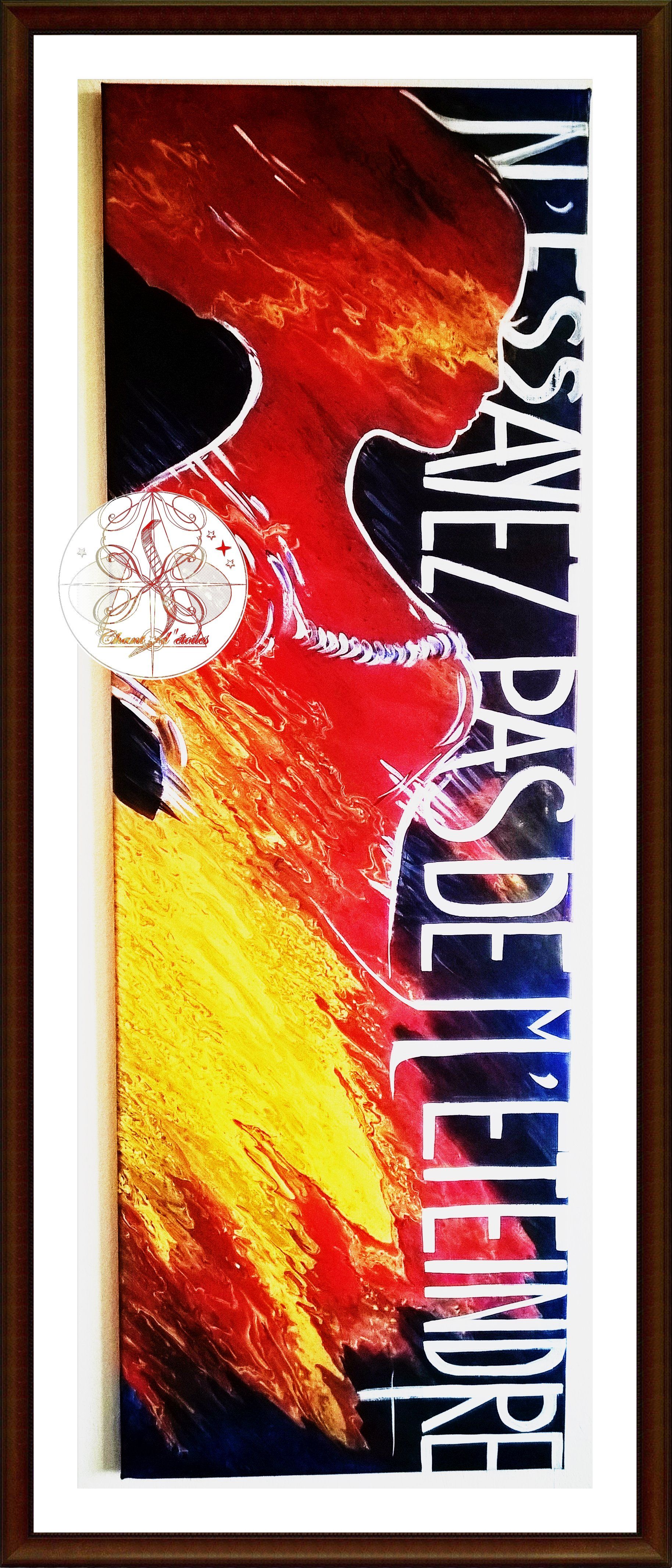 Chant d'étoiles - N'ESSAYER PAS DE M'ETEINDRE Acrylique liquide sur toile Format : 40 x 120 cm Date de création : Avril 2020