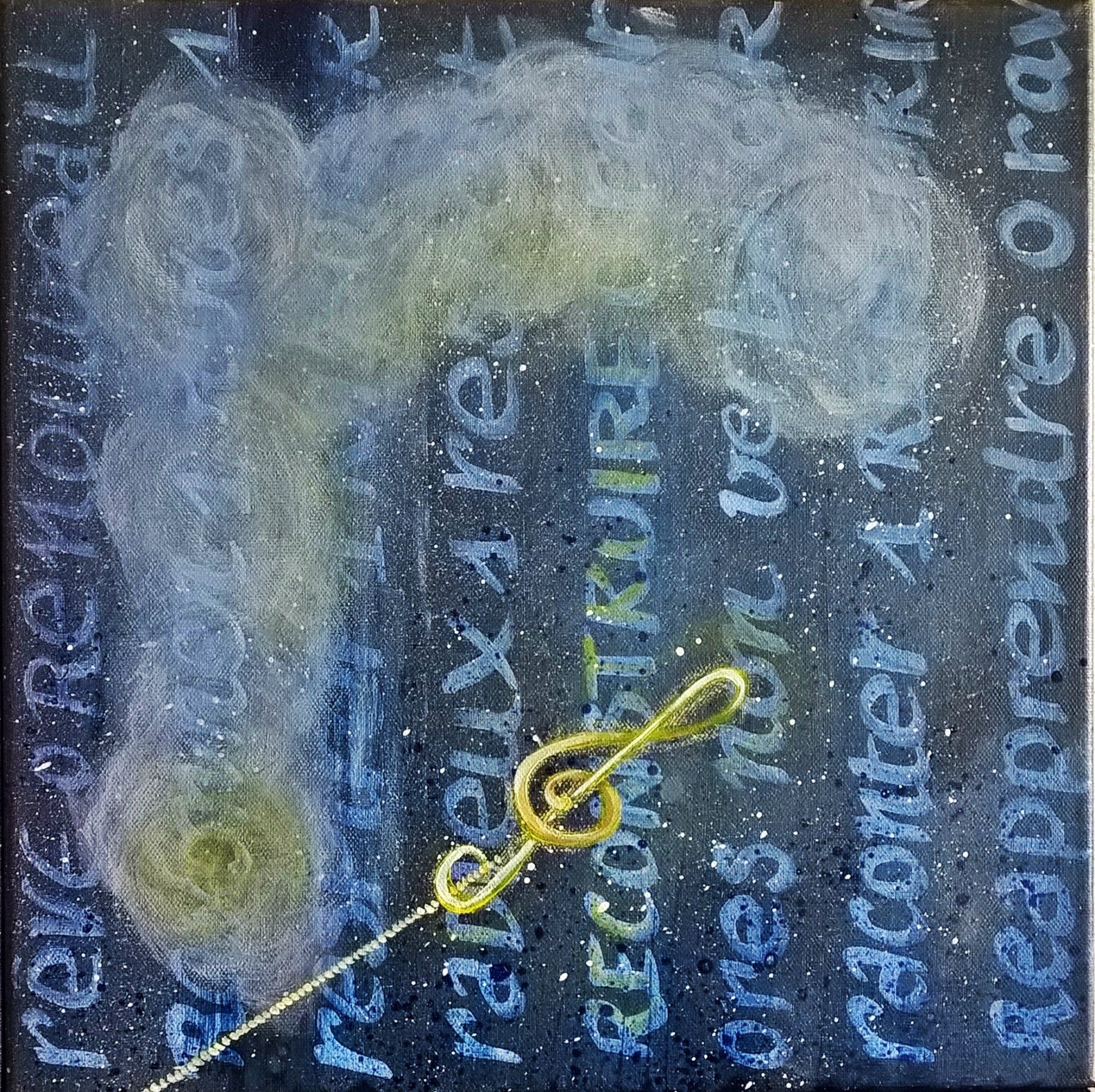 Chant d'étoiles - R - Acrylique liquide sur toile - Format : 40 x 40 cm - Date de création : Mai 2020te de création : Mai 2020