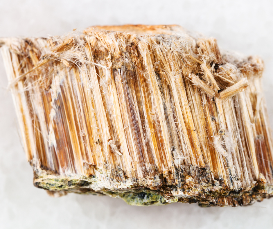 Detailed shot of asbestos material with loose fibres in a lab environment