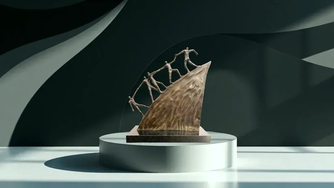 Skulpturen Geschenk zum FirmenjubilÀum Bronzeskulptur Der Weg nach vorne