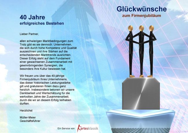 Glückwünsche zum Firmenjubiläum Sprüche Vorlagen