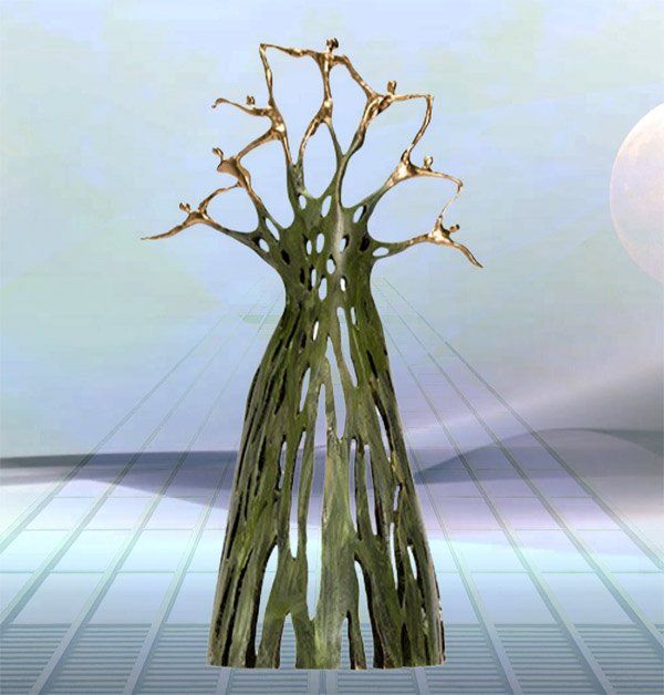 Skulptur zur Geschäftseröffnung Starke Kräfte aus Gold