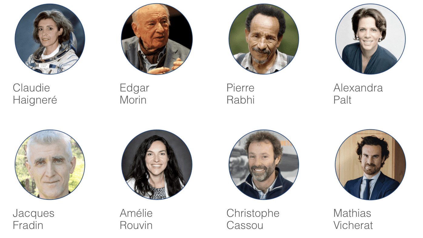 photos speakers dont Amélie Rouvin, Claudie Haigneré, Jacques Fradin, Edgar Morin, Pierre Rabhi, Alexandra Palt, Christophe Cassou