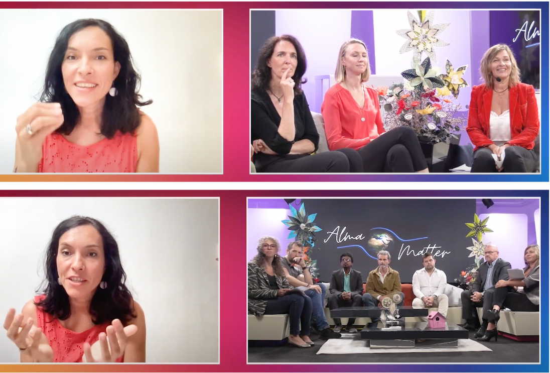 Amélie Rouvin en plateau de TV conférence Alma Matter