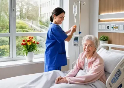 Oma erhaelt Infusion
