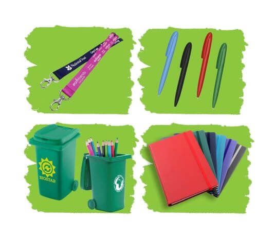 Selection of eco friendly promotional items