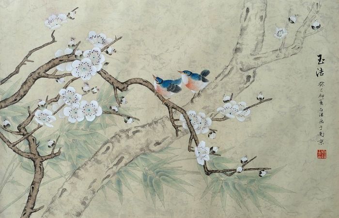 Plum Blossom in Spring | Chinese Brush Painting | Watercolor on Rice Paper
