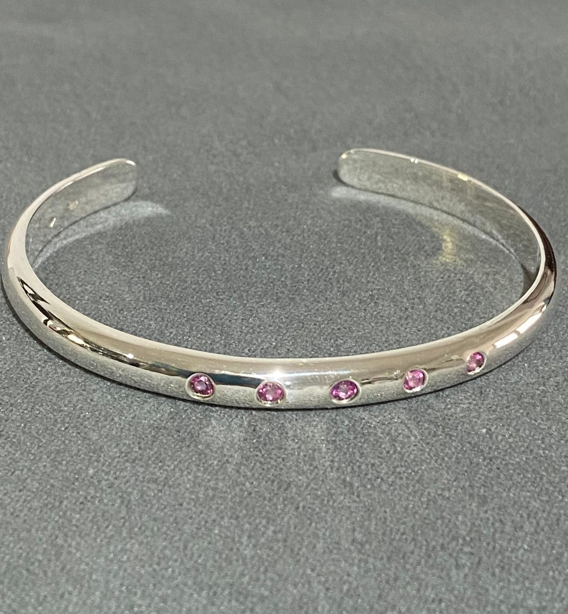 Bracelet argent et topaze rose