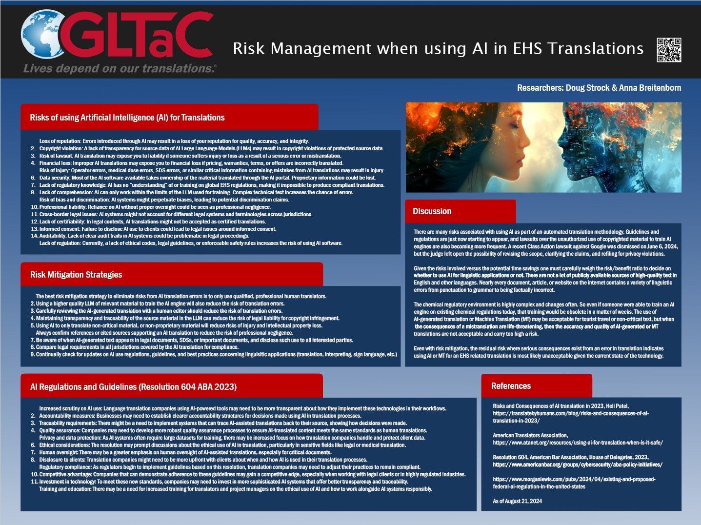 Global Language Translations and Consulting (GLTaC): Risk Managment when using AI in EHS Translations