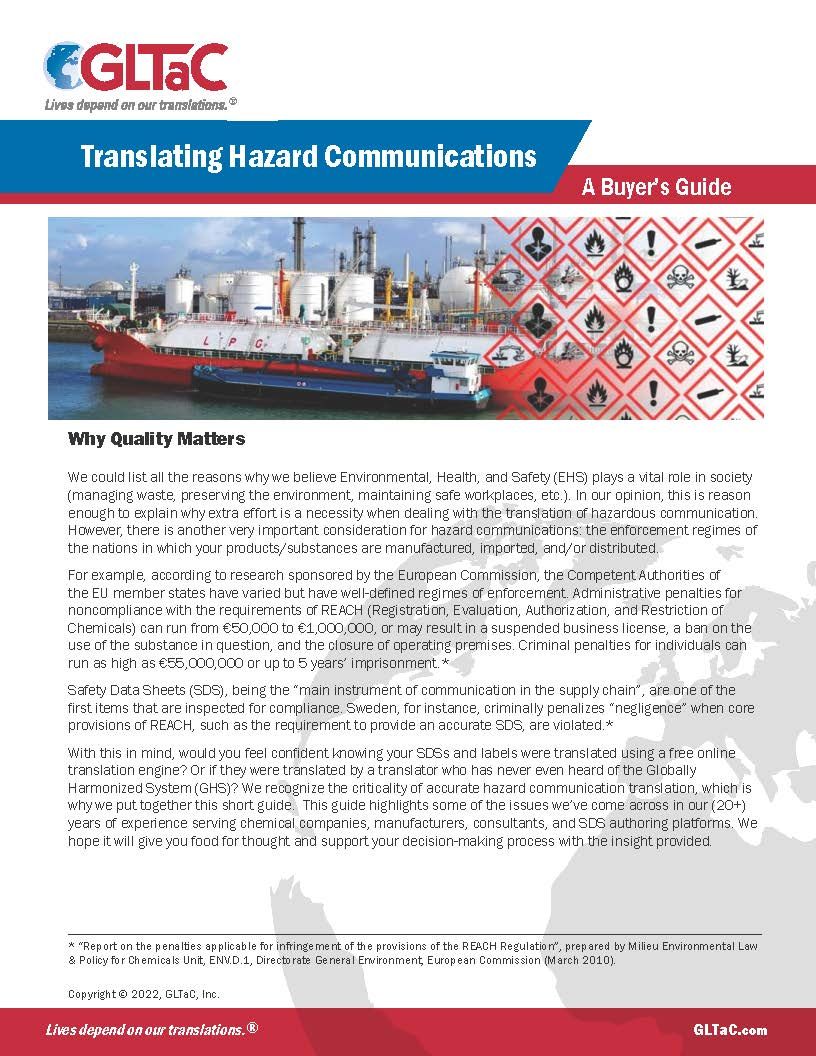 Global Language Translations and Consulting (GLTaC): Translating Hazard Communications