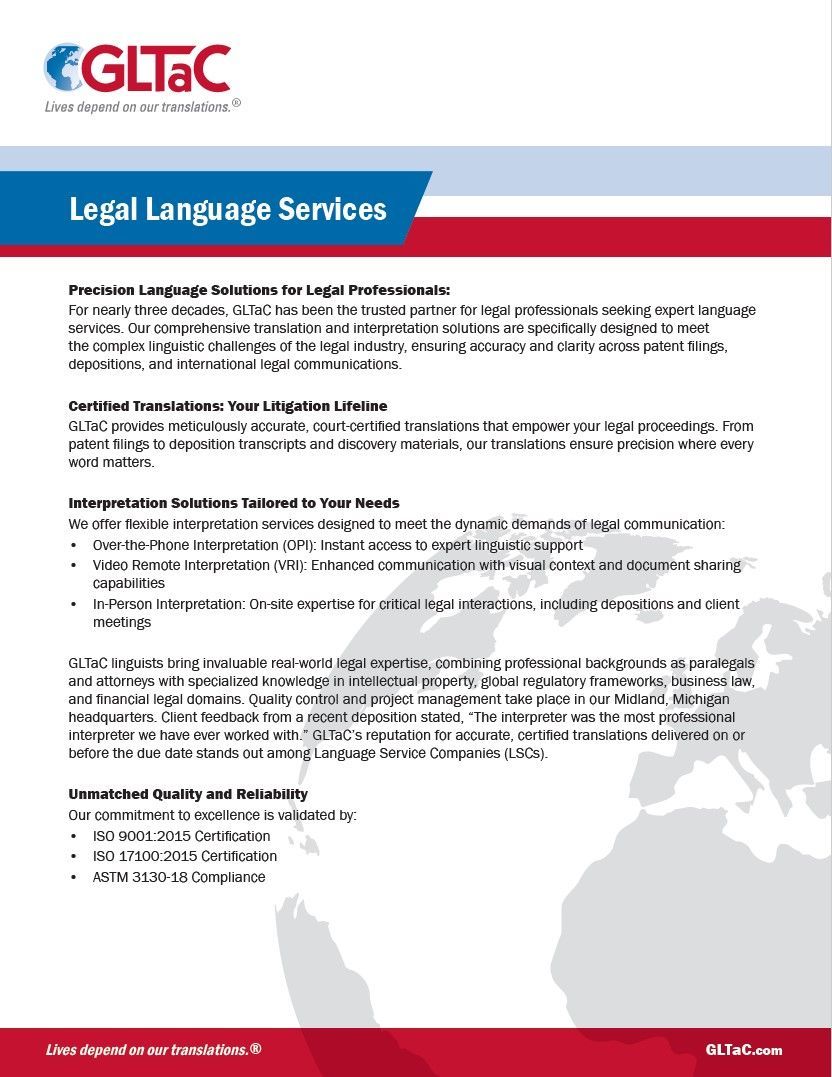 Global Language Translations and Consulting (GLTaC): Precision Language Solutions for Legal Professionals