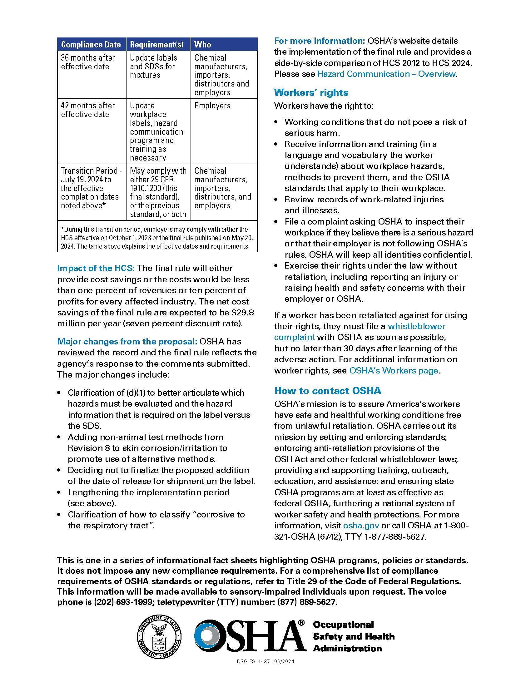 OSHA GHS Rev 7: Final Rule Modifying the HCS to Maintain Alignment with the GHS