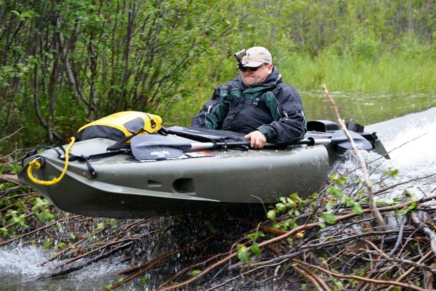 man using Motorized Kayak