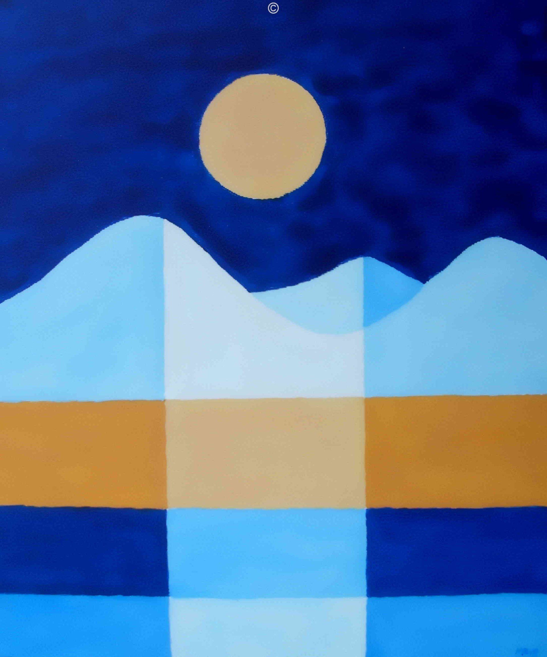 Acryl auf Leinwand, Vollmond, Nacht