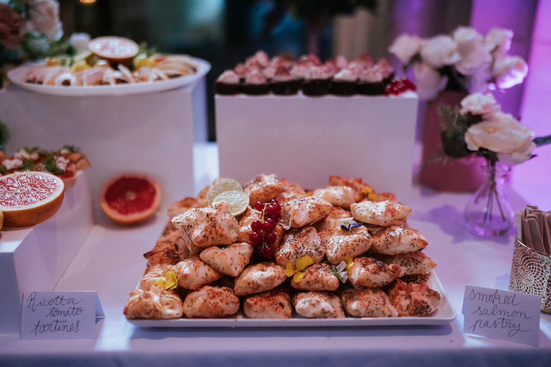 Display of pastries at a wedding buffet
