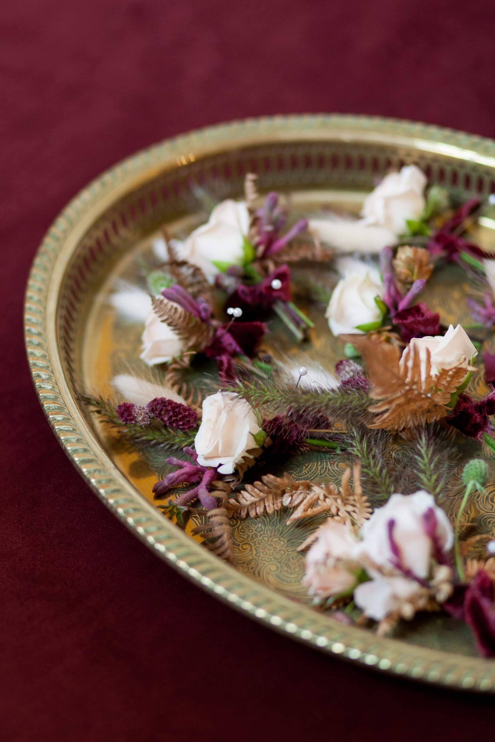 Helen Warner Photography Wedding party blush pink Rose button holes