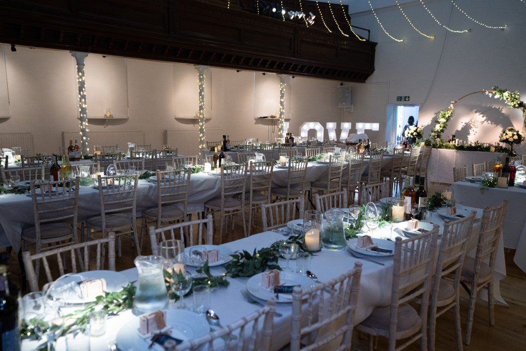 elegant wedding reception long table room layout