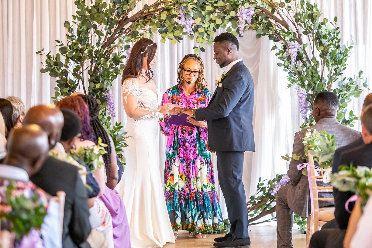 Black groom white bride fusion wedding ceremony