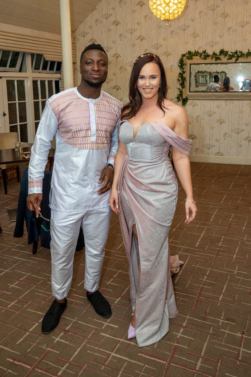 Black groom and white bride fusion Ghanaian Italian wedding