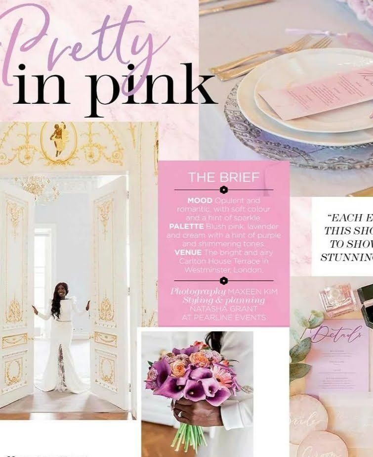 Copy of a page from Your Wedding magazine sharing pink and purple wedding details inspiration