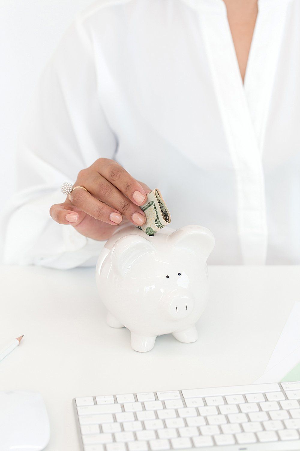 Wedding planning London white piggy bank