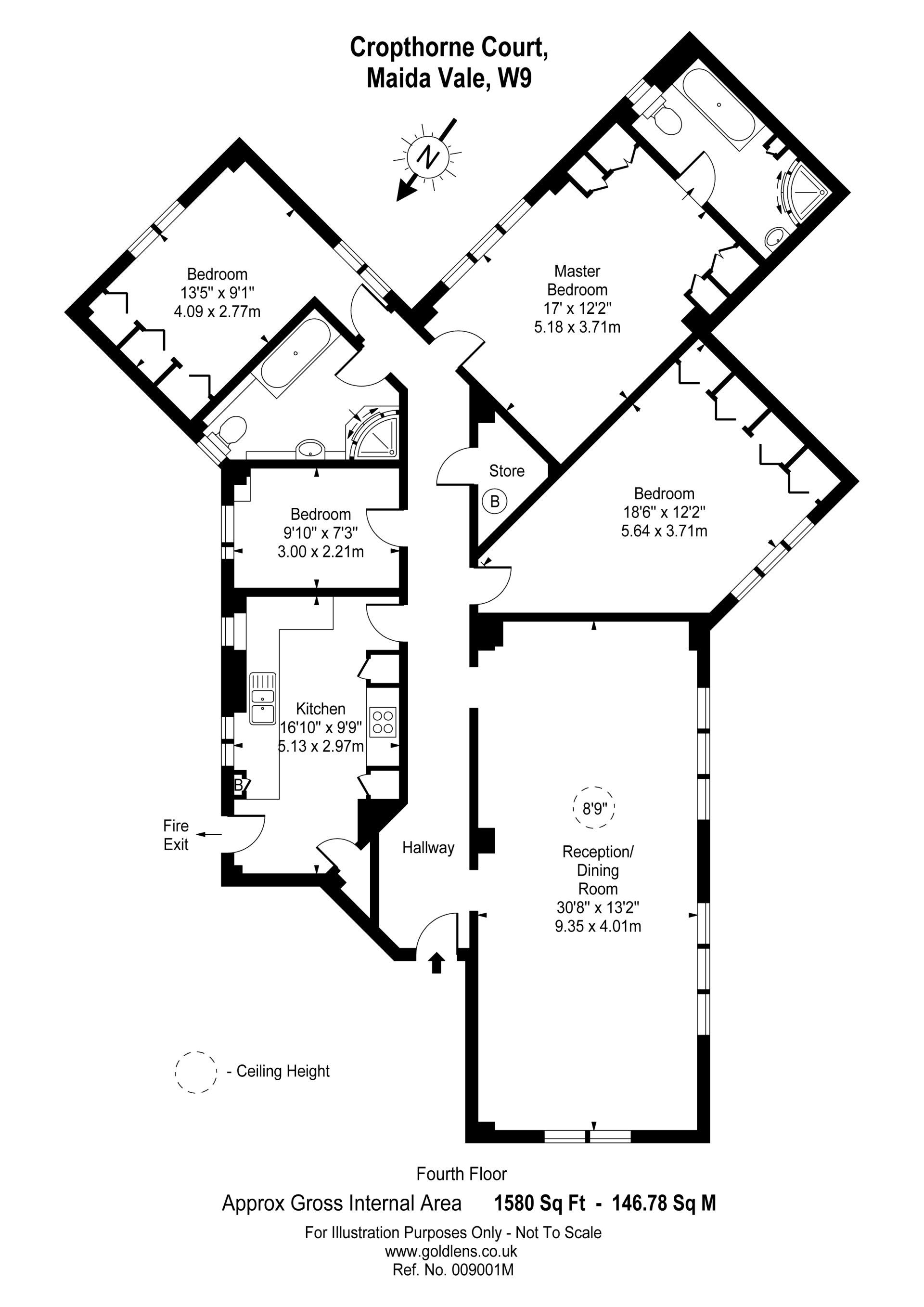 black and white floor plan of a property created in London by Gold Lens Photography Ltd.