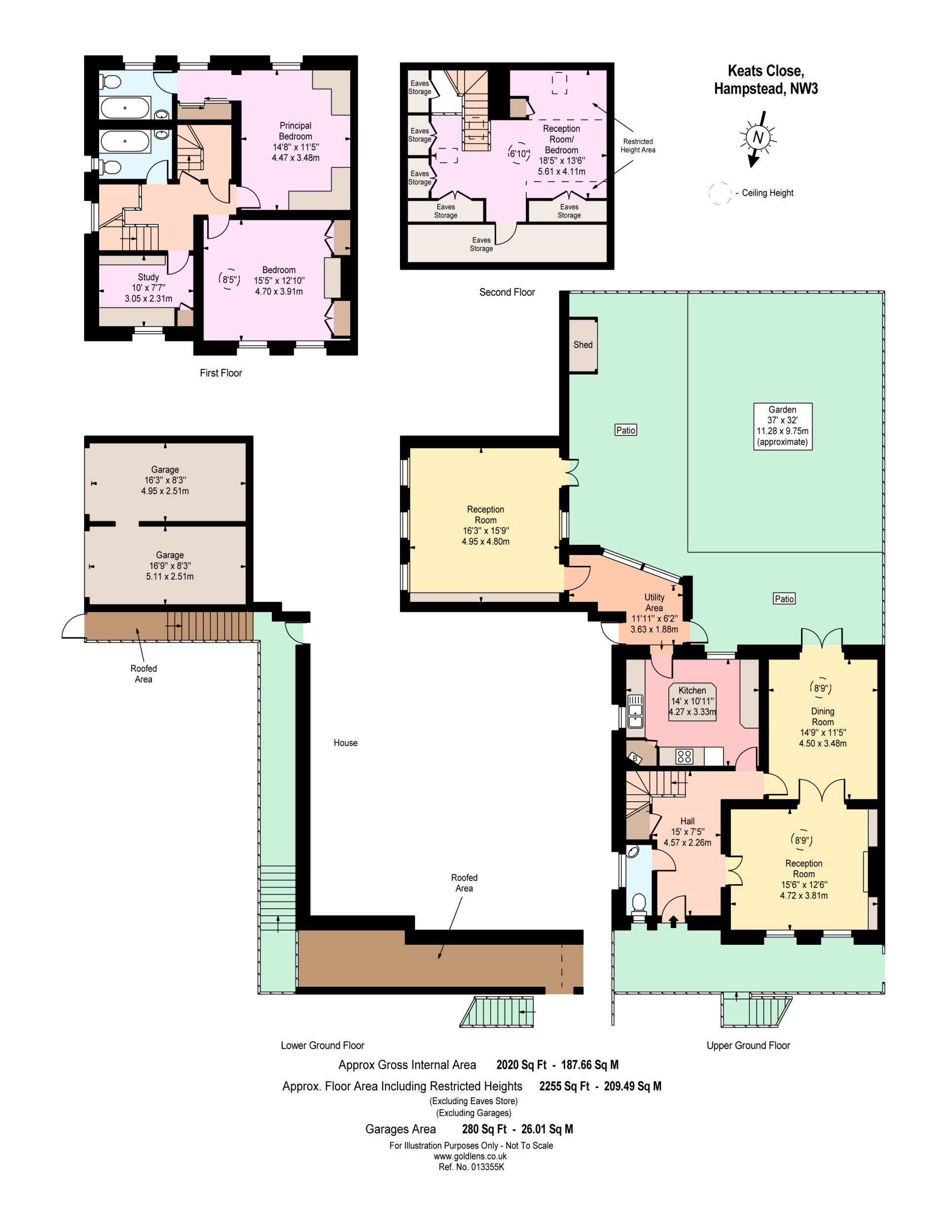 colour floor plan of a property created in London by Gold Lens Photography Ltd.