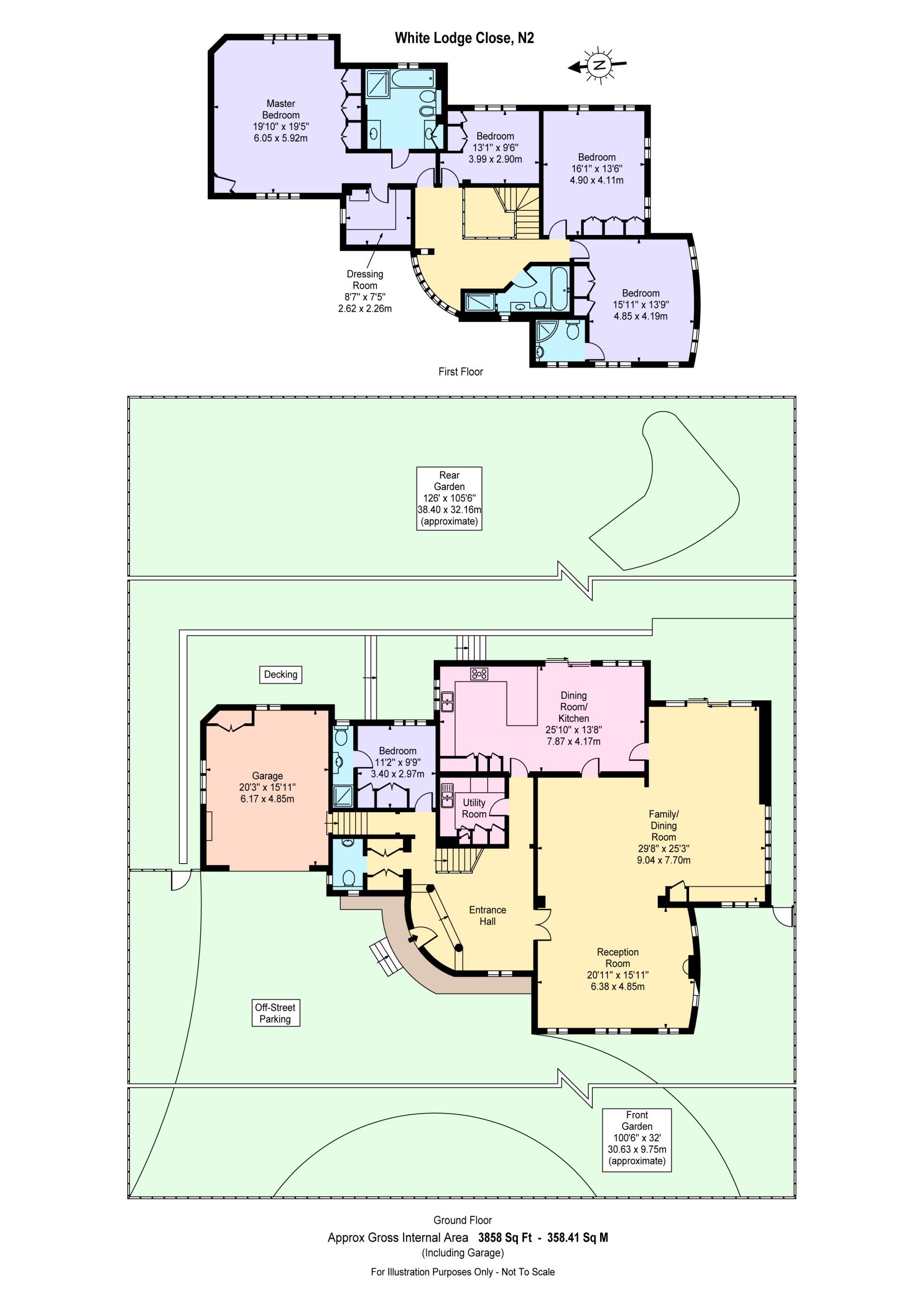 colour floor plan of a property created in London by Gold Lens Photography Ltd.