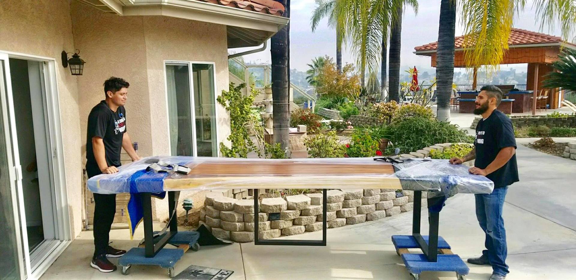 Moving wooden table large heavy