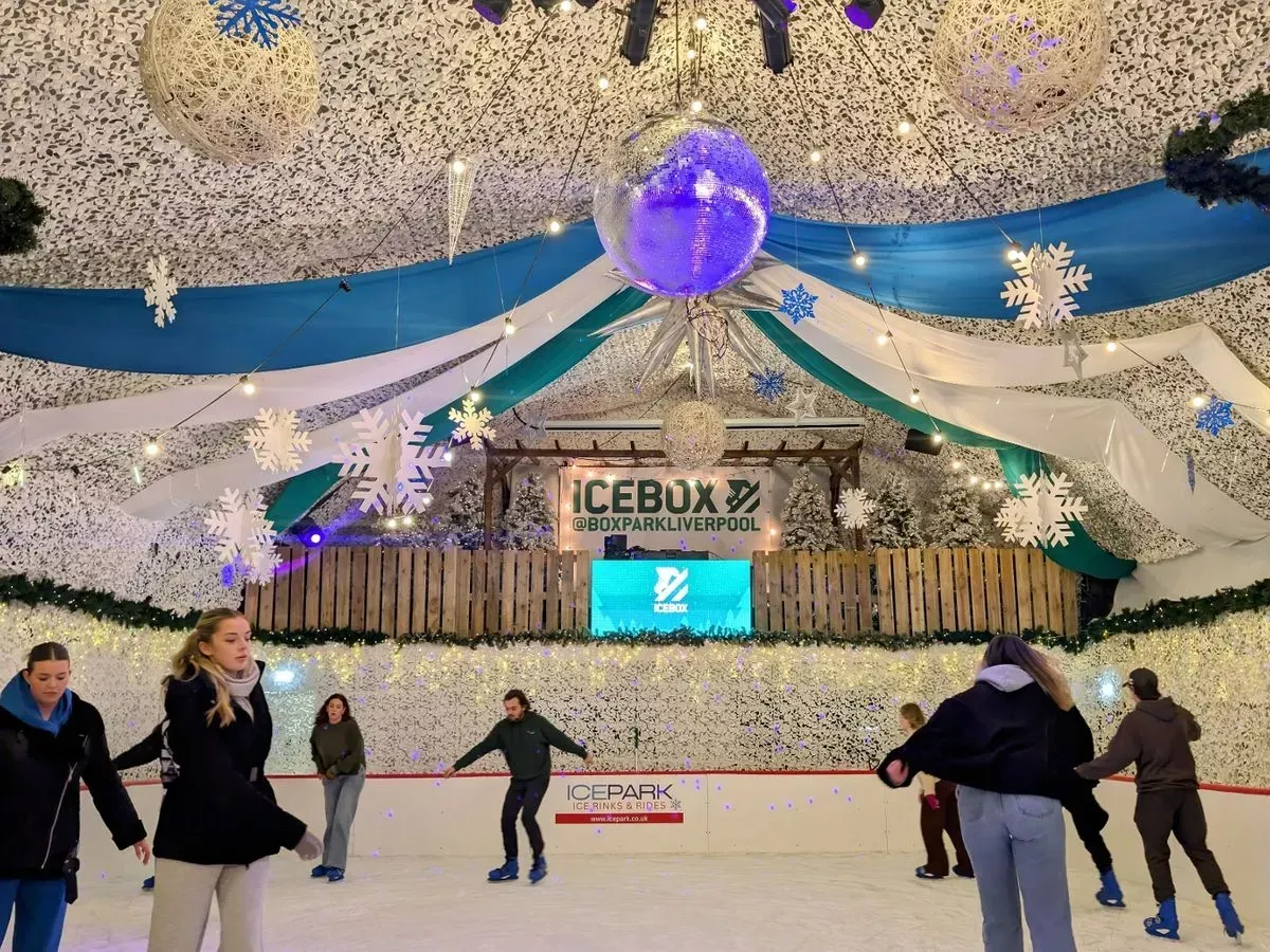 Kids playing in our Snow Play Park. Snow on the ground surrounded by trees