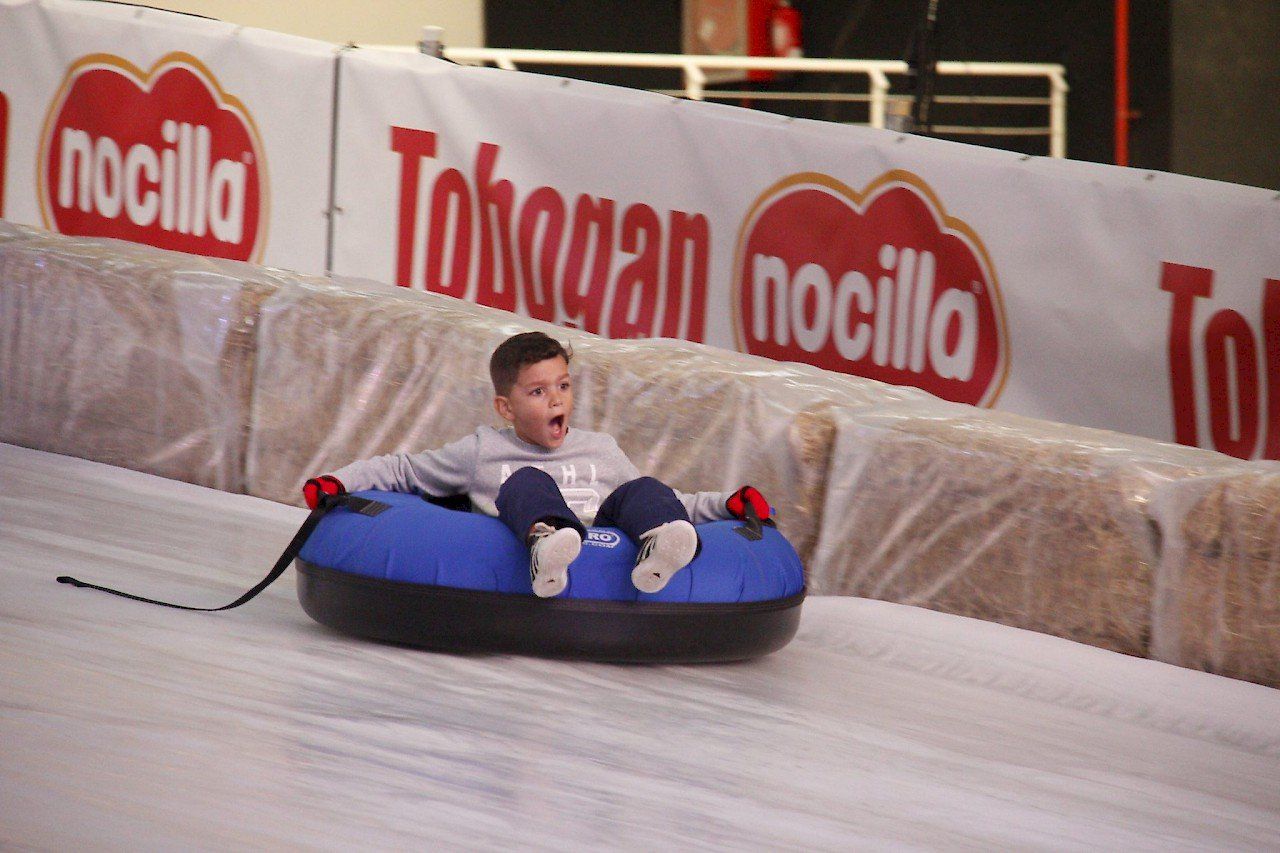 Mini bob sled racing down the slide