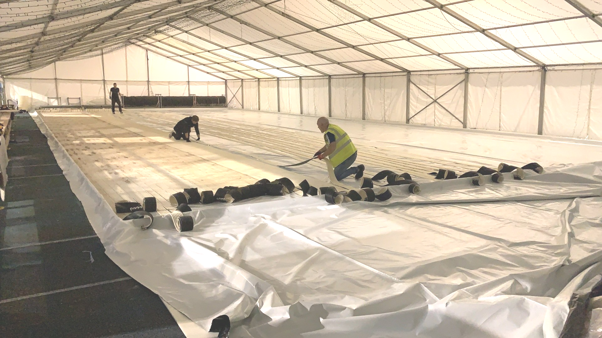 Barnstaple Christmas Ice Rink under construction
