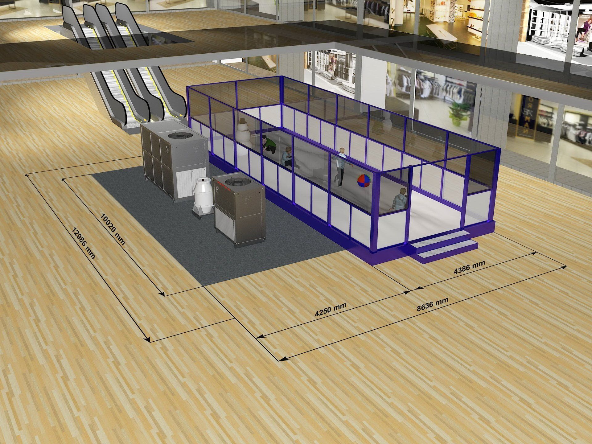 3D render drawing of snow play box