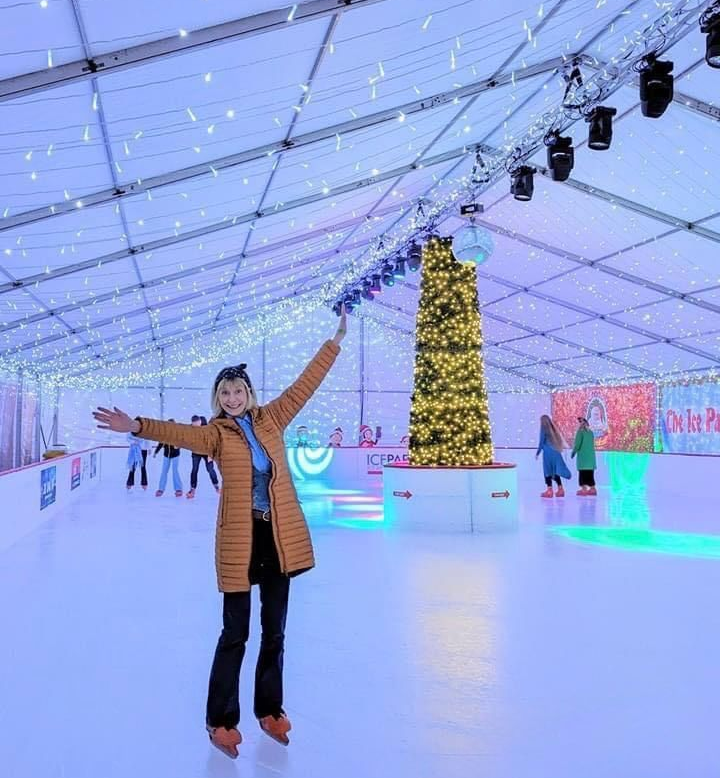 Kids playing in our Snow Play Park. Snow on the ground surrounded by trees