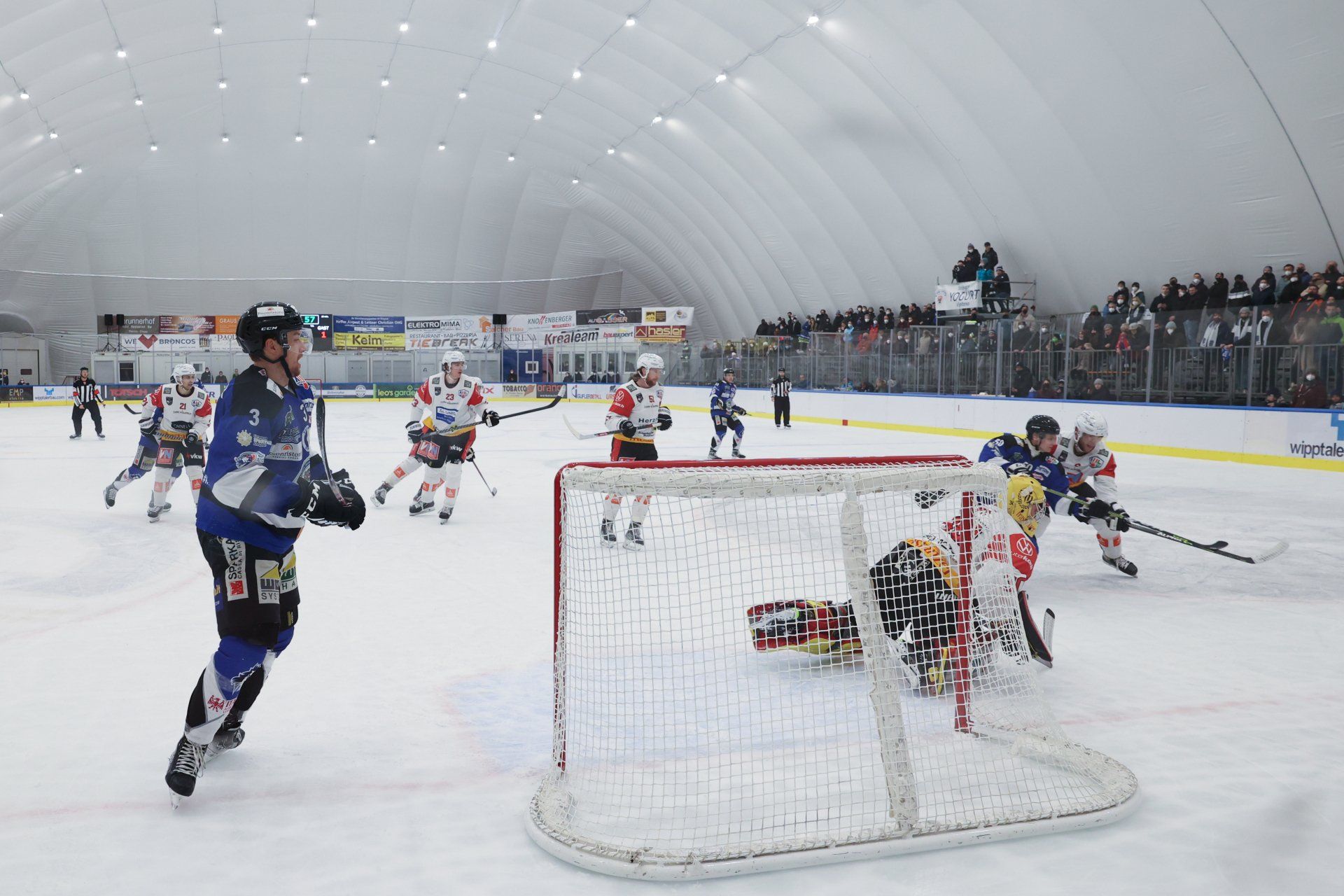 Ice Hockey rink during a professional match with large crowd