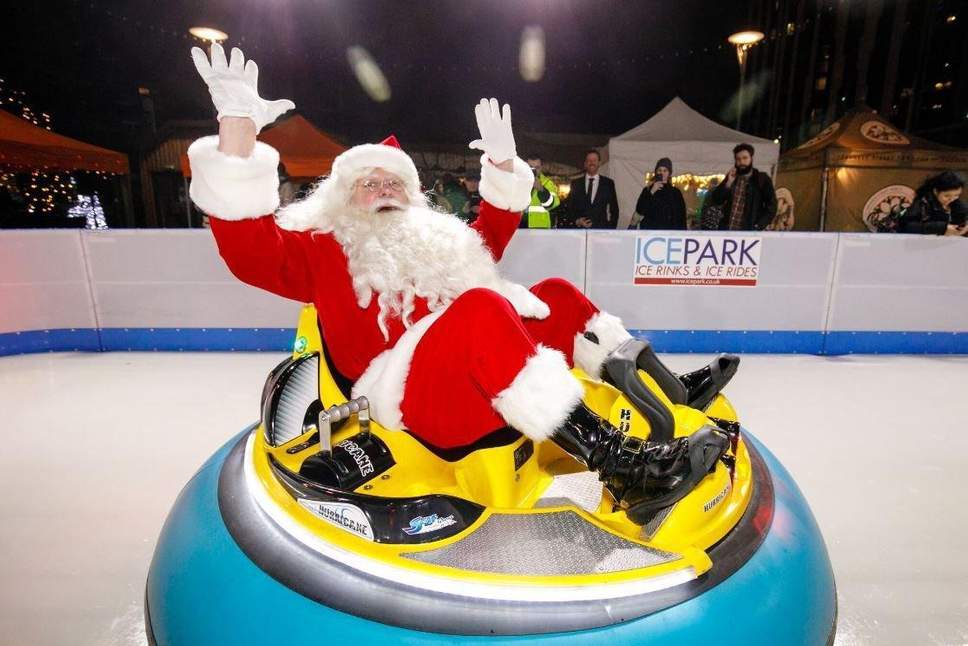 Santa Claus on our amazing bumper cars on ice