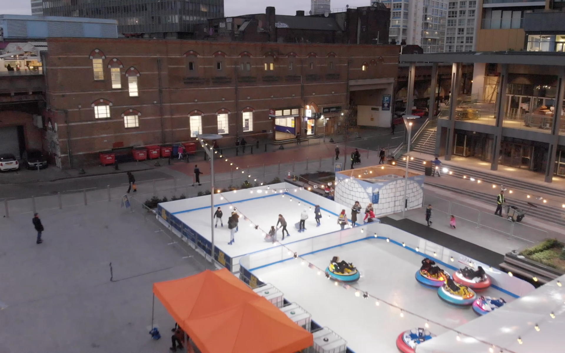Ice rink and ice bumper cars in London