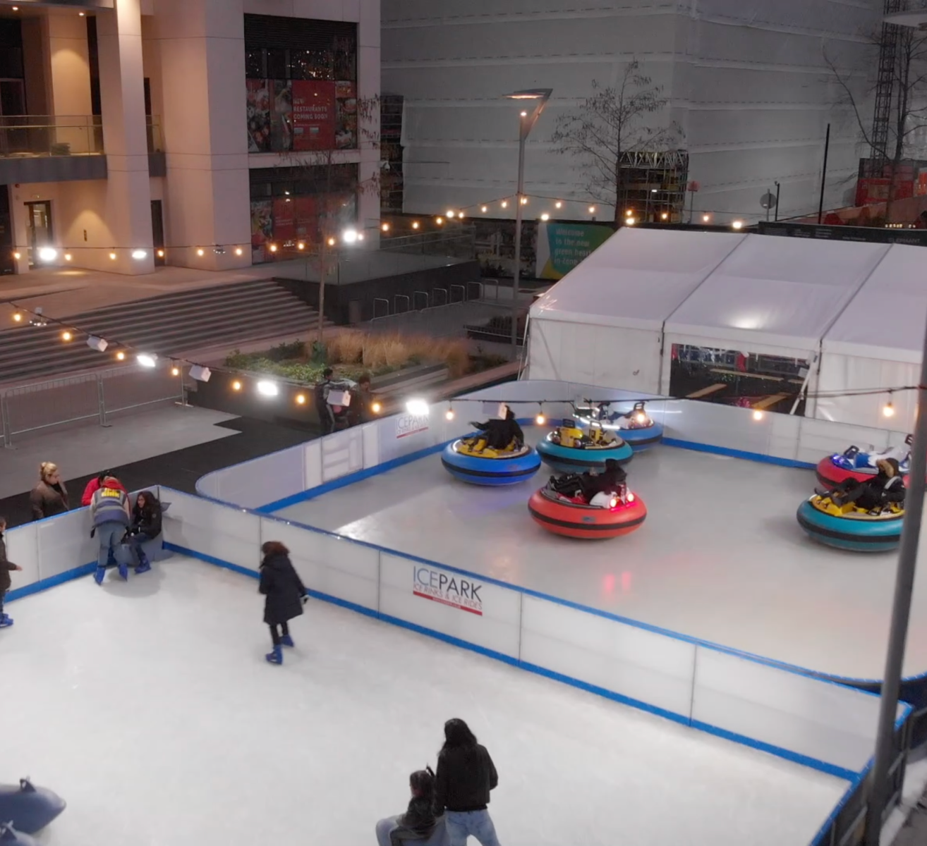 Ice skating rink and ice bumper cars combined.