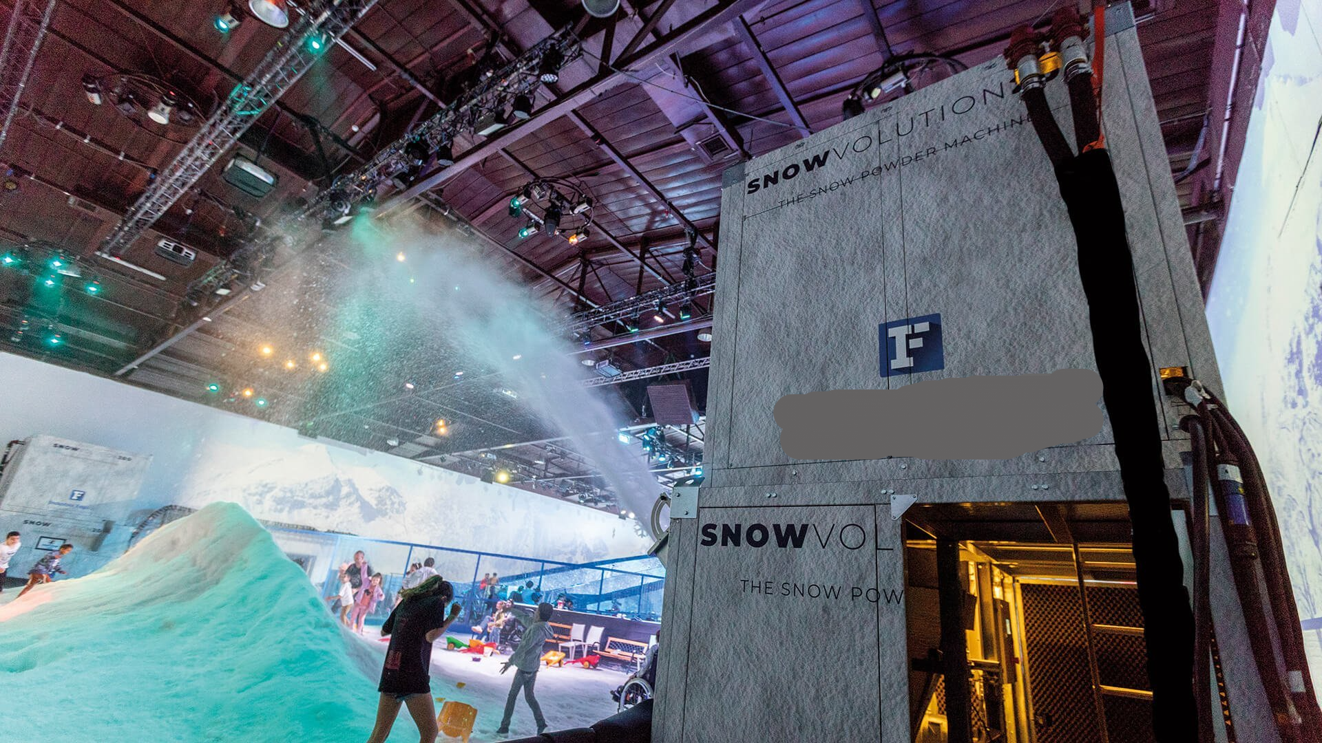 Snow machine pumping out huge quantities of real snow