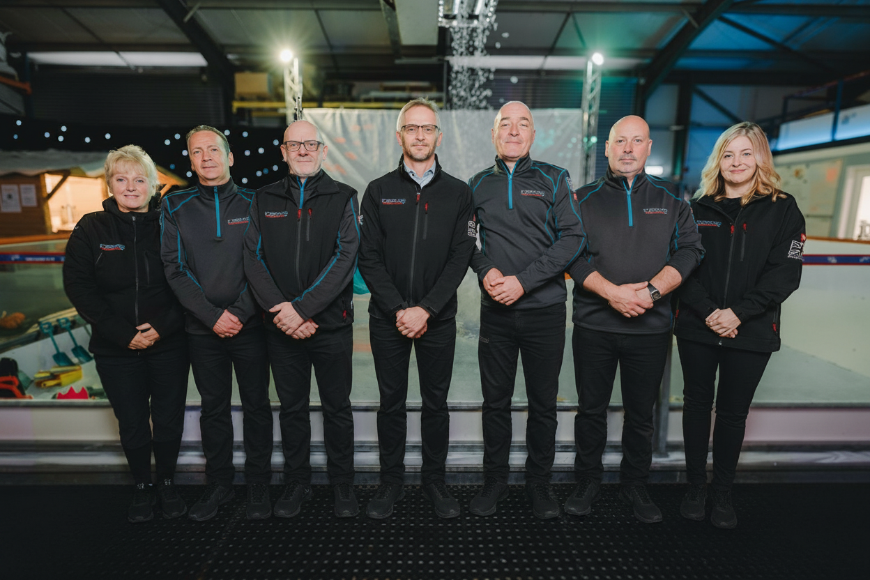 Ice Park Ltd team photo, all dressed in black