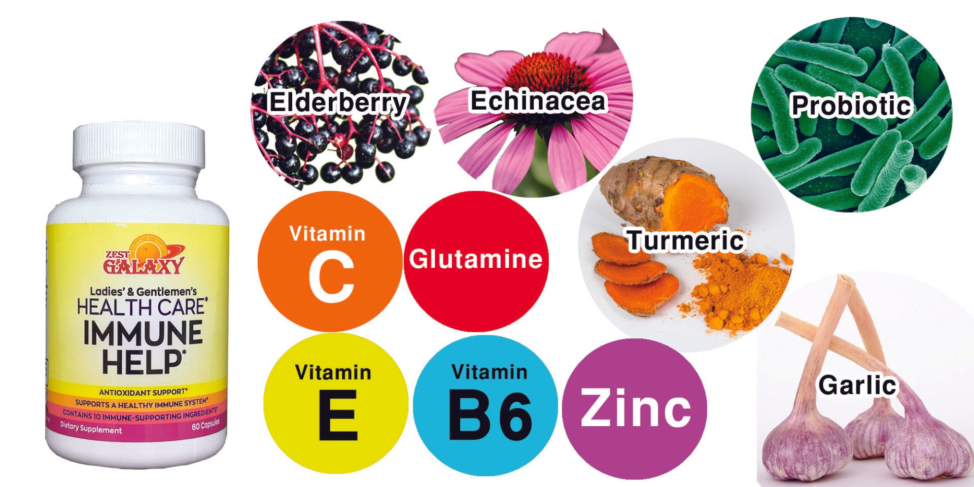 Immune Help: Daily Immune Support best daily Immune support supplement zinc vitamin c echinacea probiotic elderberry